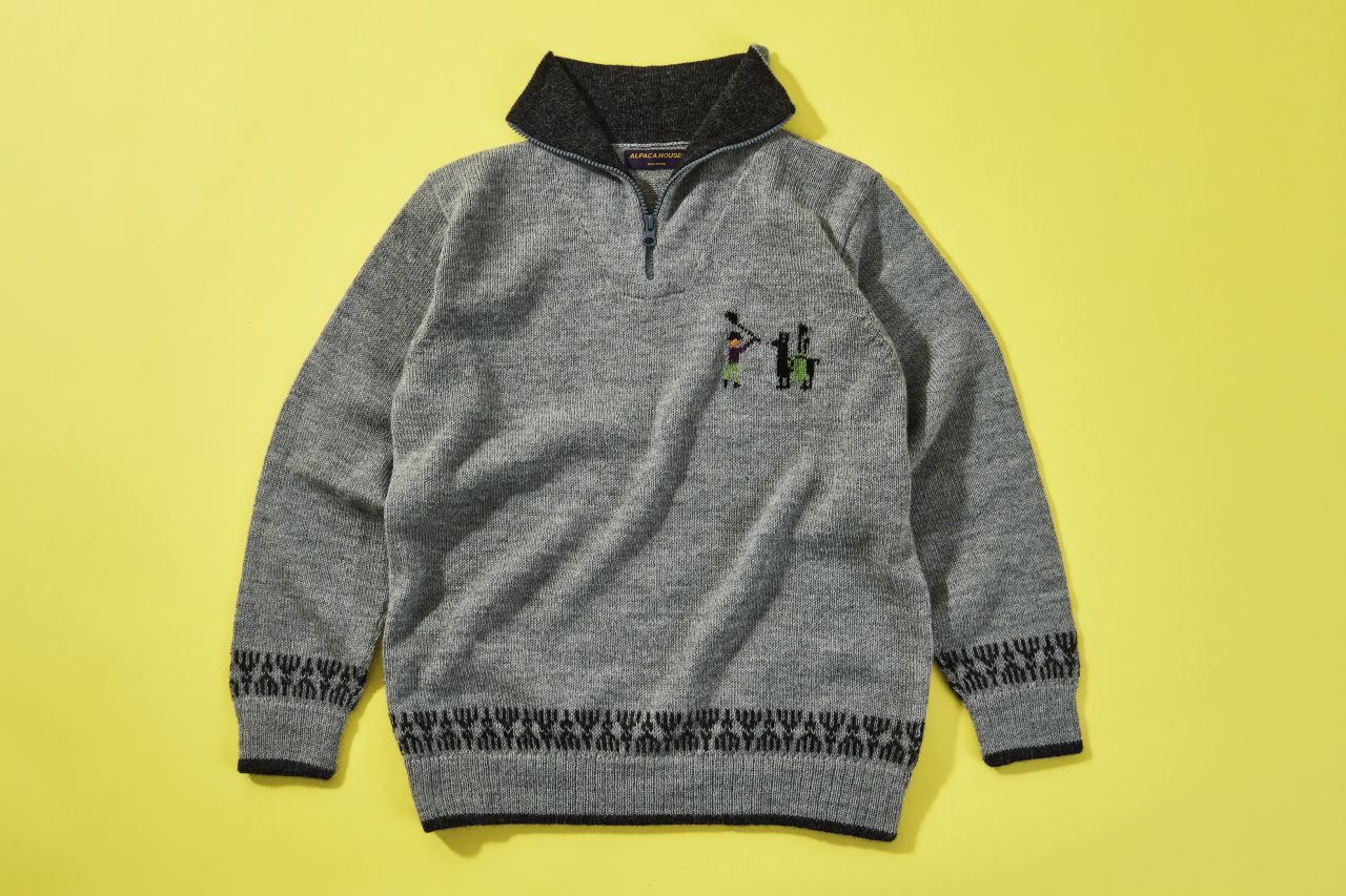 インポートハウス　アルパカ100％ゴルフ柄ハーフジップセーター