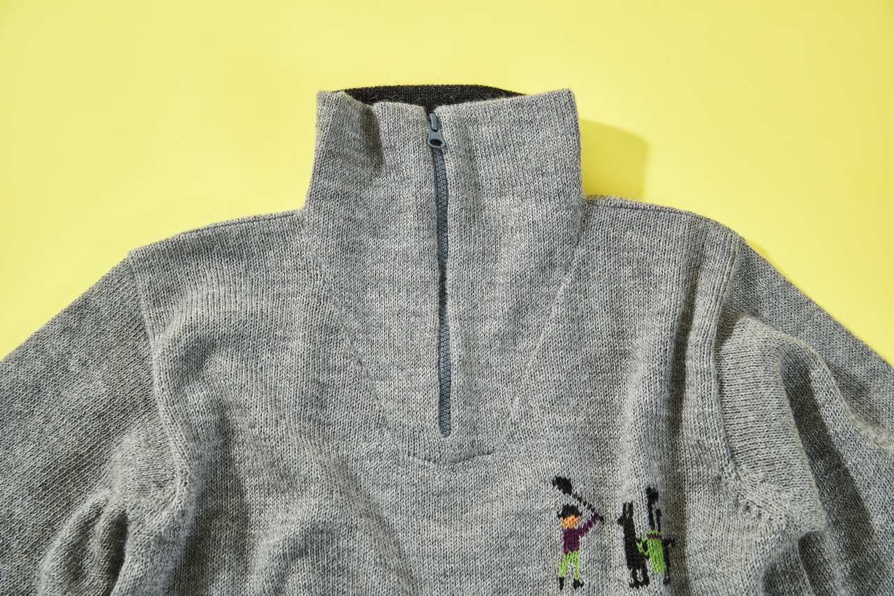 インポートハウス　アルパカ100％ゴルフ柄ハーフジップセーター