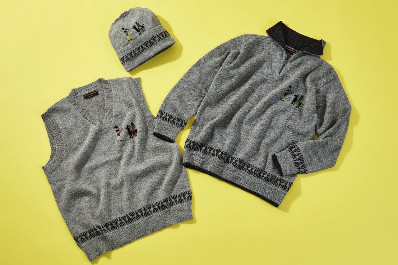 インポートハウス　アルパカ100％ゴルフ柄ハーフジップセーター