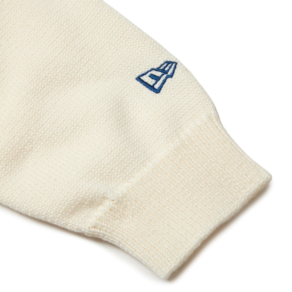 ニューエラゴルフ　ショールカラーニットホワイト NEW ERA GOLF】ショールカラーニット【立体的なサガラ刺繍ロゴが映える