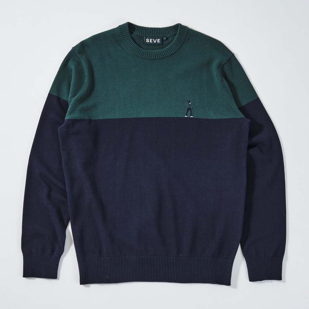 SEVE シルエットロゴ入り コットンゴルフセーター