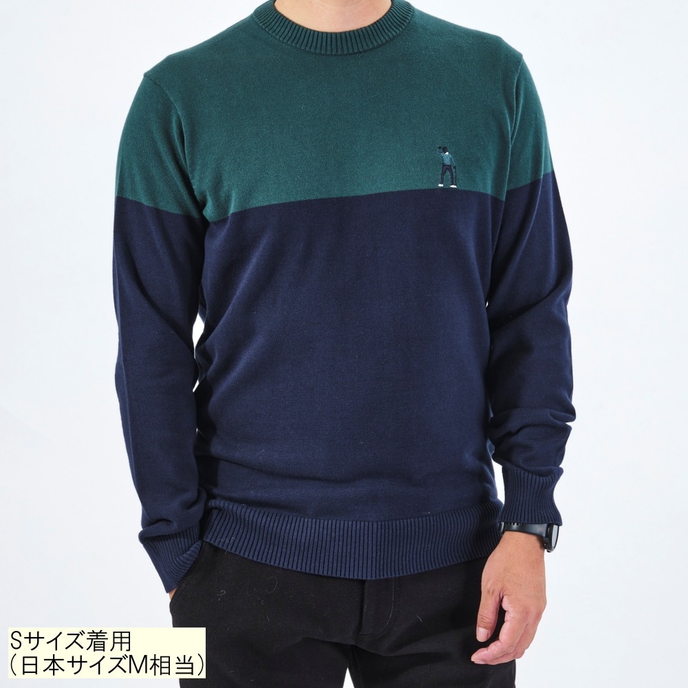 SEVE シルエットロゴ入り コットンゴルフセーター