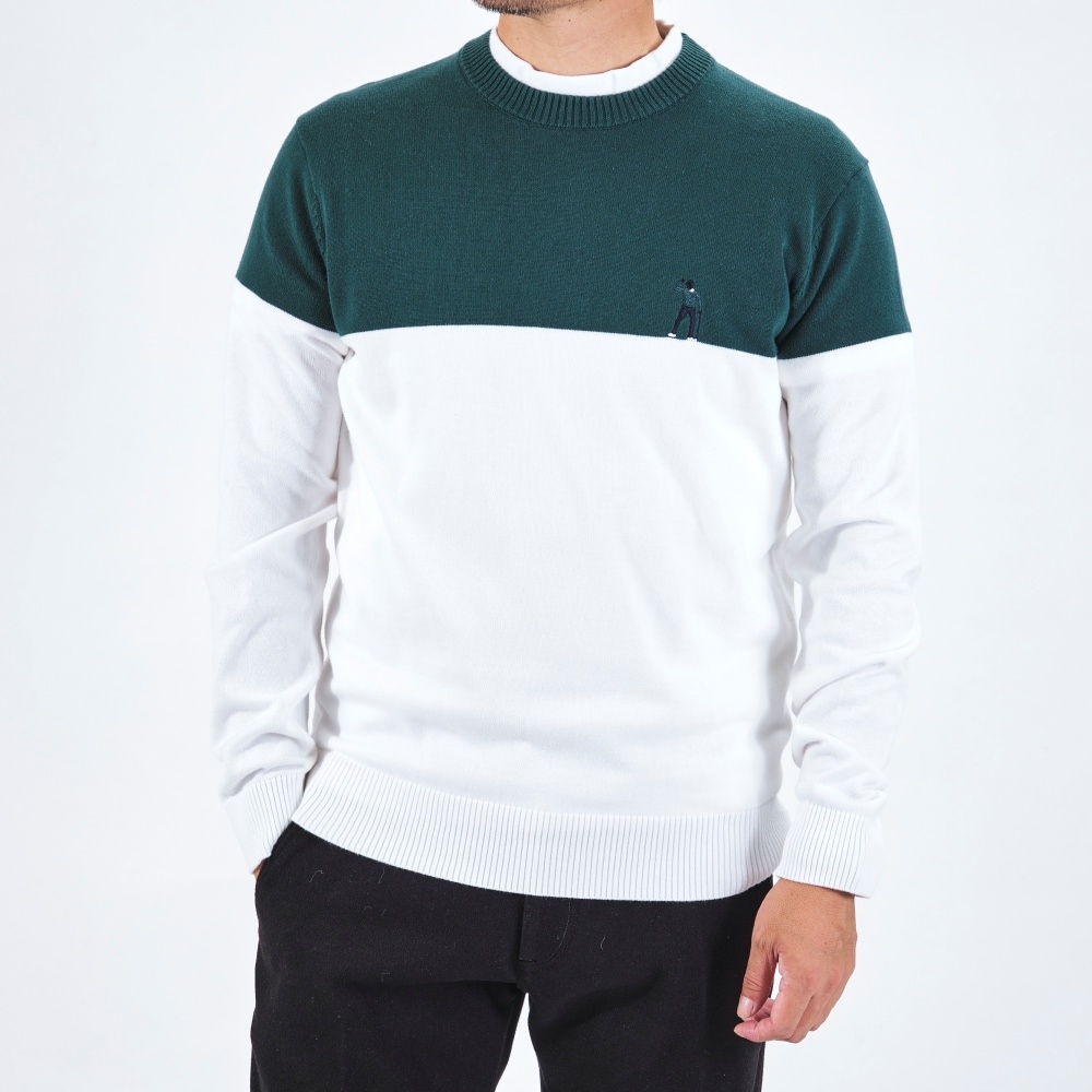 SEVE シルエットロゴ入り コットンゴルフセーター