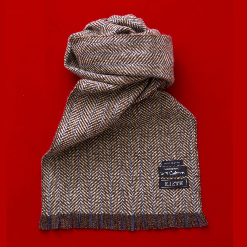 KIETH(キース) 日本製ネップヘリンボーンカシミアマフラー