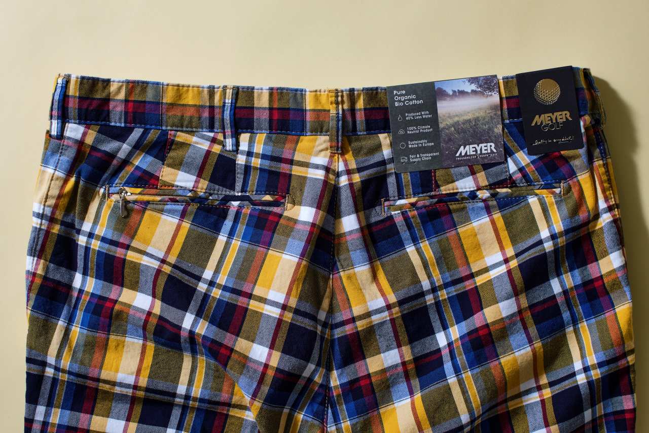 MEYER(マイヤー)チェック柄ストレッチ ショートパンツ ピュアオーガニックコットン使用