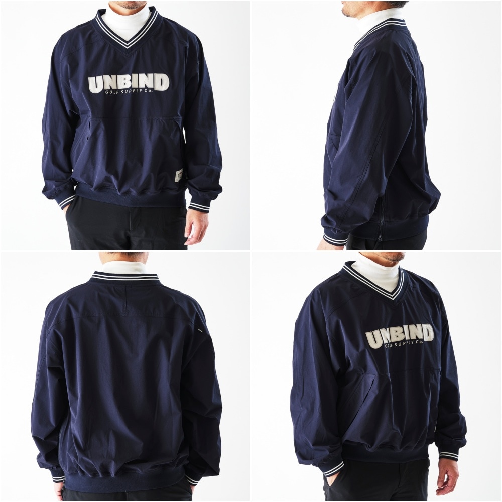 UNBIND(アンバインド) クラシックVネックプルオーバー【ライン入りリブ