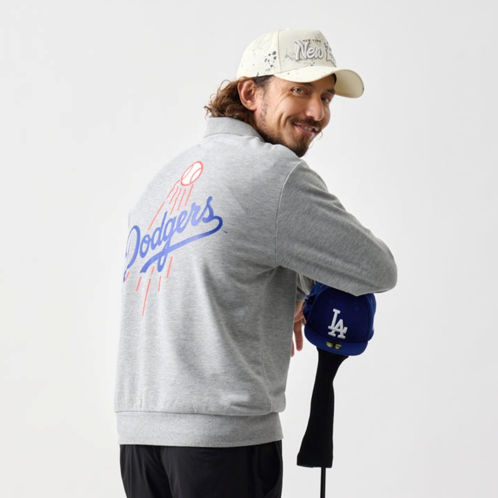 NEW ERA GOLF】長袖スウェットポロシャツ(LAドジャース・グレー