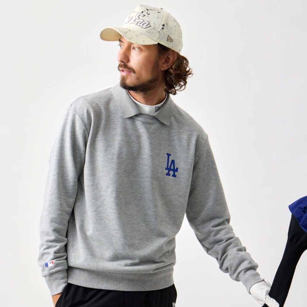 NEW ERA GOLF】長袖スウェットポロシャツ(LAドジャース・グレー