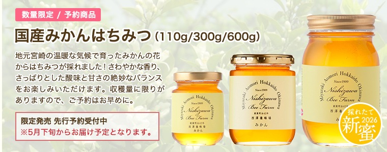 国産みかんはちみつ（110g/300g/600g）