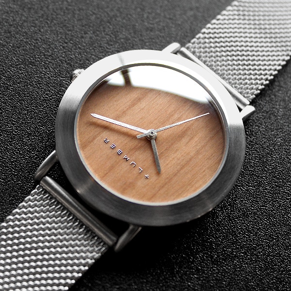 「WATCH 3300（ステンレススチールベルト）」文字盤に本木目を使用したおしゃれな木製腕時計/メンズ/レディース