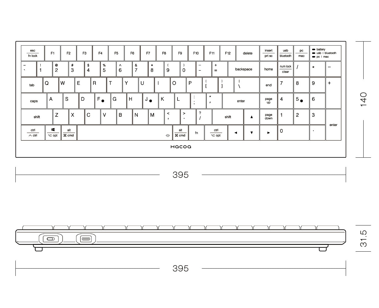 シンプルな英語配列のキーボード