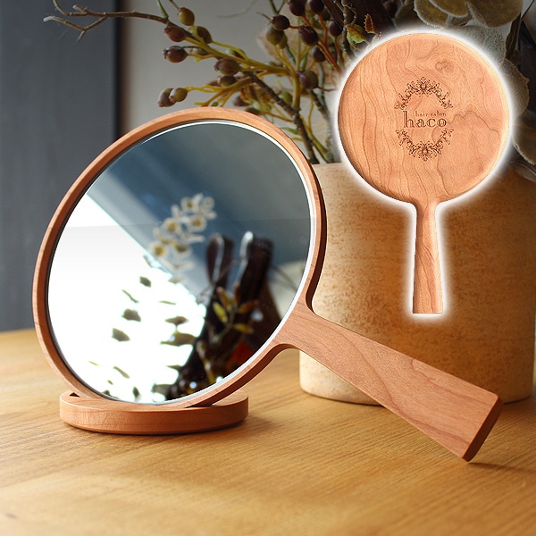 【レーザー刻印代込】ショップロゴをレーザー刻印できる木製手鏡