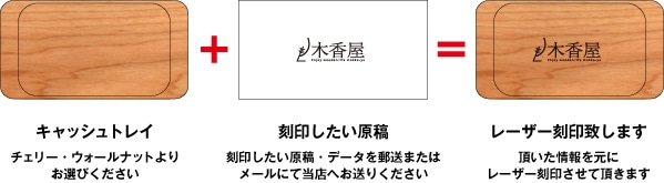 店舗や会社のロゴを刻印出来るキャッシュトレイ