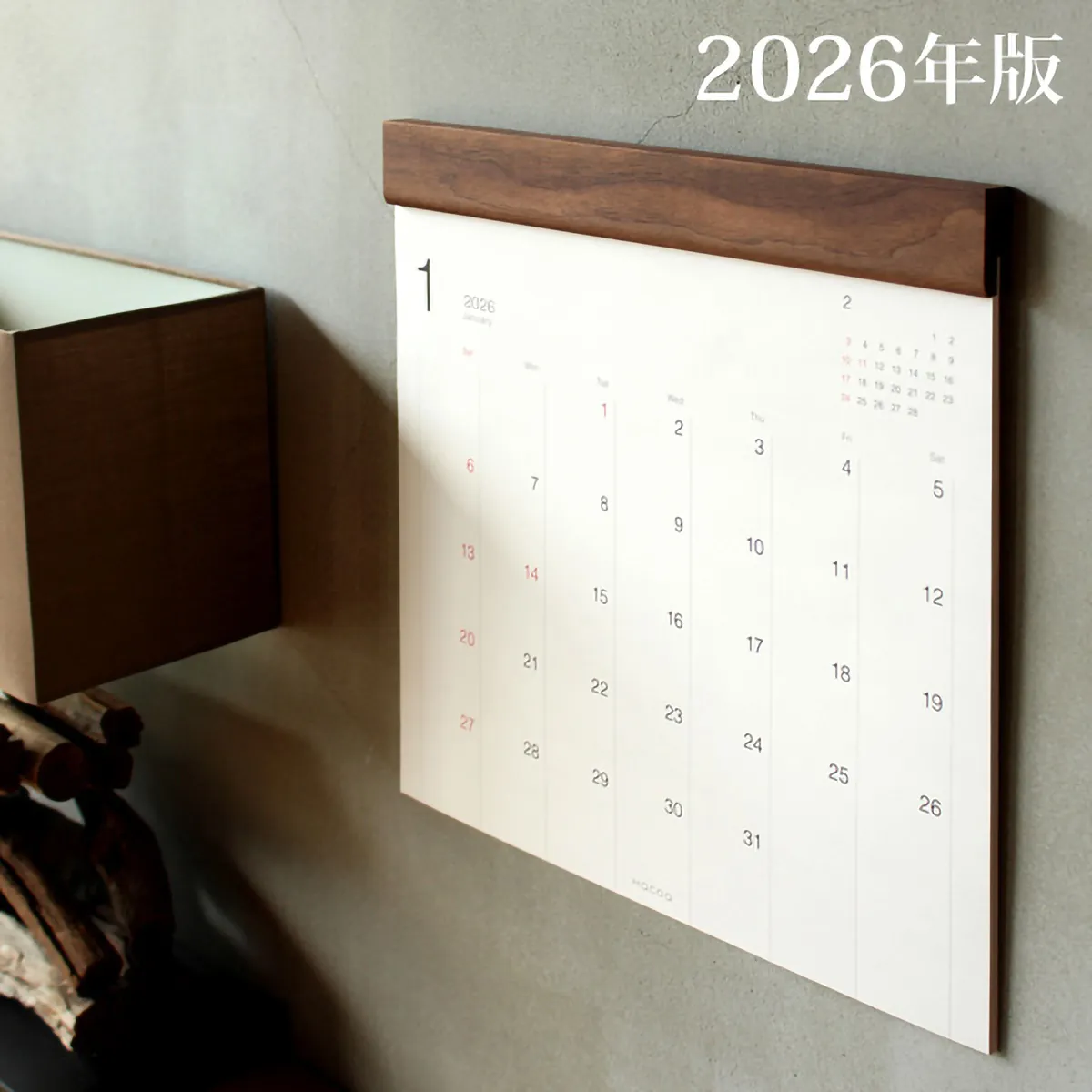 2026年版 Wall Calendar」インテリアに馴染むおしゃれな木製壁掛け