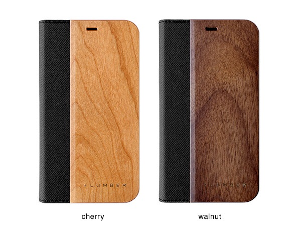 チェリー・ウォールナットの天然木板材をアクセントとしてiPhoneケースにプラス