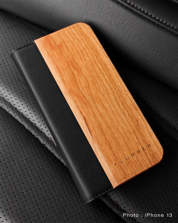 手帳型の木製アイフォンケースiPhone13専用木製フリップケース