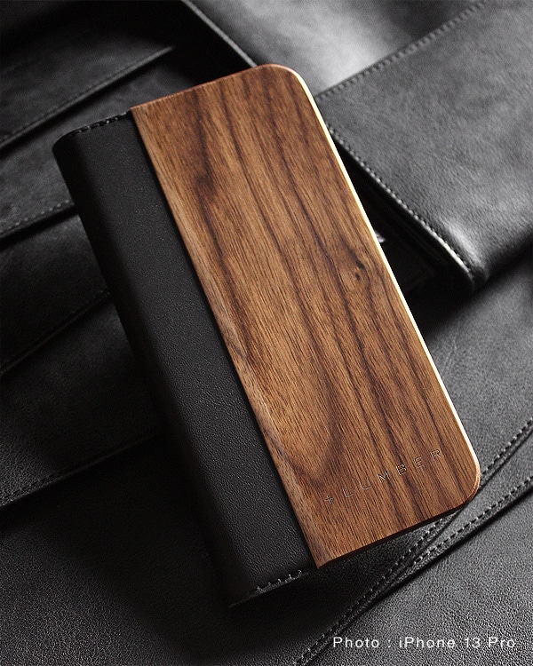 手帳型の木製スマートフォンケース iPhone 13Pro専用
