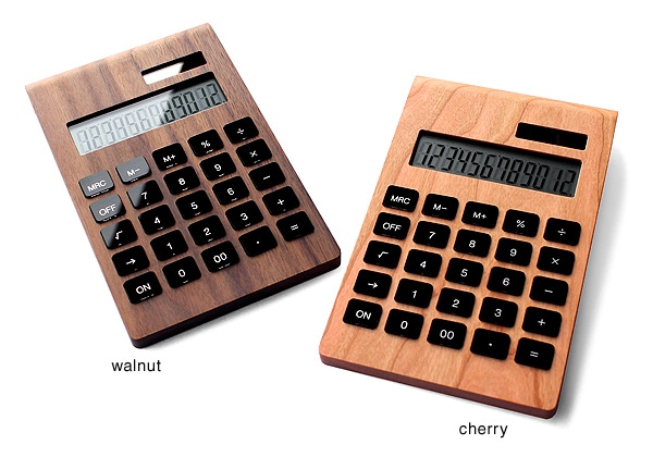 チェリー・ウォールナットの木製電卓