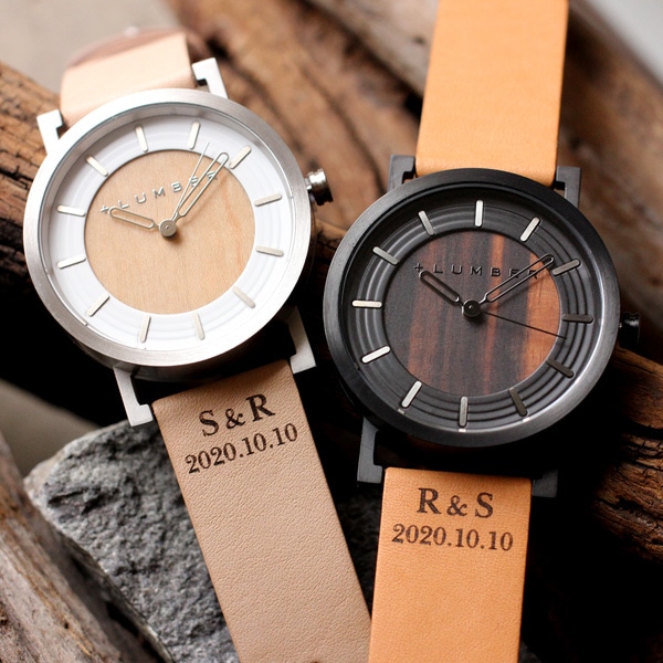 □「WATCH 2200」ステンレス削り出しケースに銘木を活用した木製腕時計