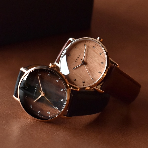 文字盤に本木目を使用した曲面ガラスが美しい腕時計「WATCH 8800」ペアウォッチ