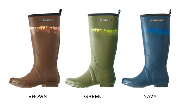 forest green rain boots