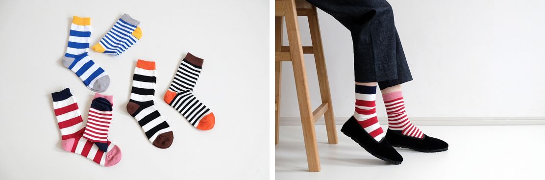 よこしま姉妹の「よこしましまくつした」MIX履き