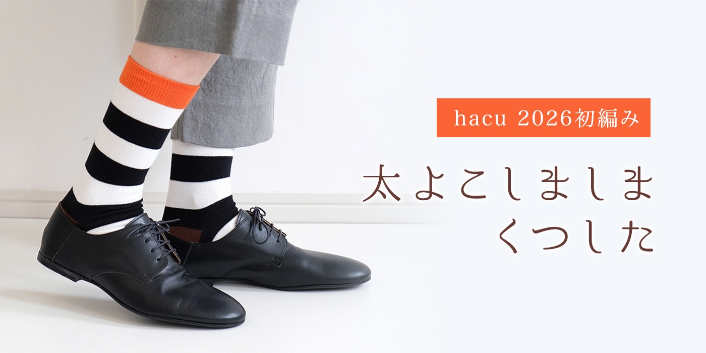 2026年 初編み靴下「太よこしましまくつした」