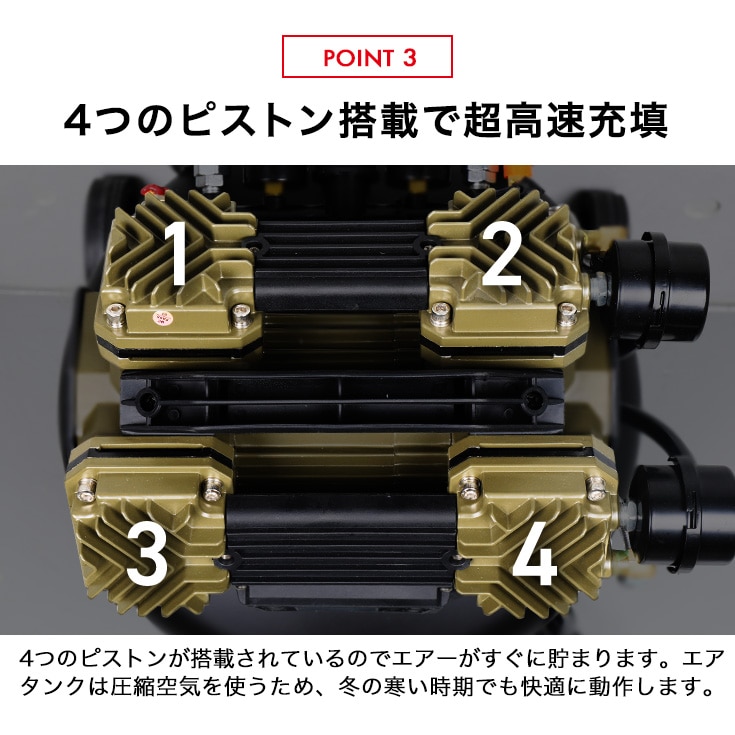 エアーコンプレッサー タンク容量30L 出力1500W ブラシレス