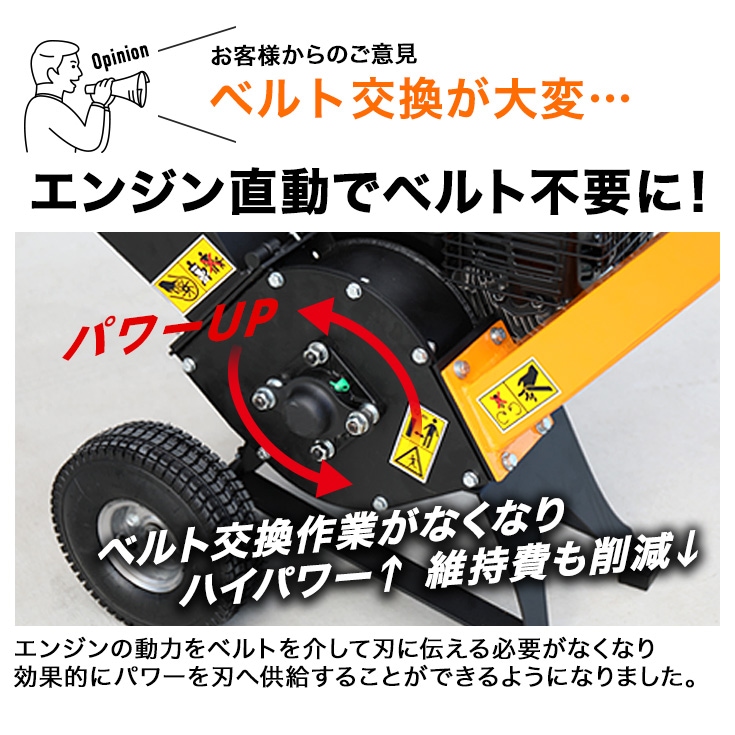 エンジン式粉砕機 ウッドチッパー 7馬力 4サイクル 最大処理径50mm HG 