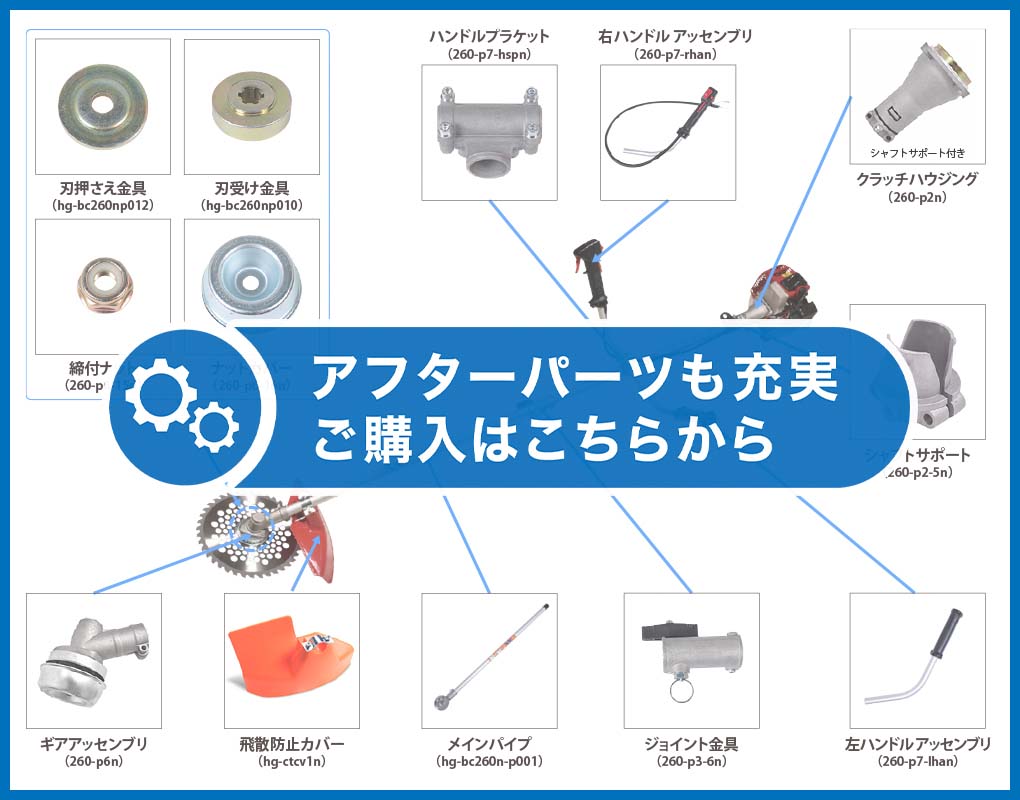 エンジン式 刈払機（草刈り機） 26cc 2サイクル 両手ハンドル／ HG