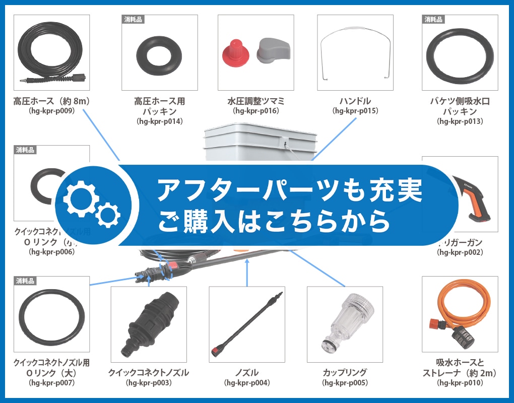 電動 高圧洗浄機 コンセント仕様 貯水タンク型 最大吐出力15MPa 最大吐出水量420L/h 吸水ホース付 ／ HG-KPR6T【1年保証】 |  産業機械・DIY用品