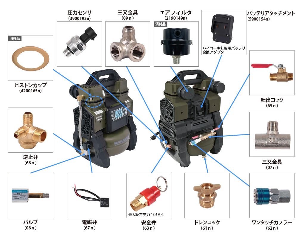 部品購入,産業機械・DIY用品,コンプレッサー,HG-DC1090BT | 【公式 