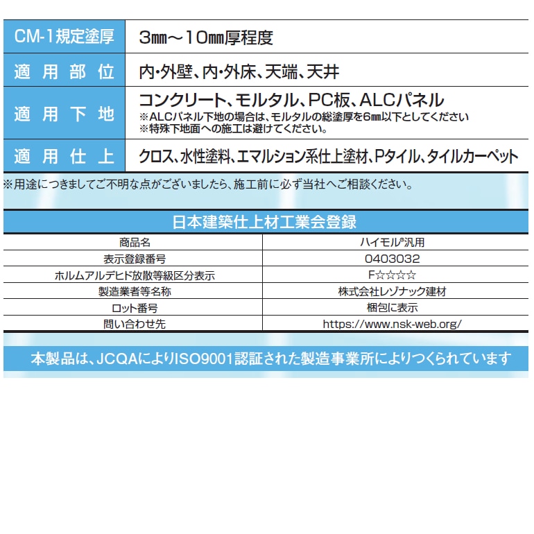 ハイモル汎用（20kg／袋）レゾナック建材・昭和電工。左官用外部タイル下地モルタル。鏝伸び、鏝切れが良く、抜群の作業。