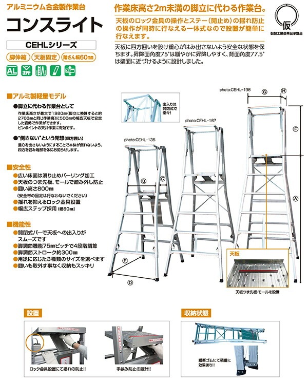 アルミニウム合金製作業台 コンスライト CEHL-198 株式会社ナカオ