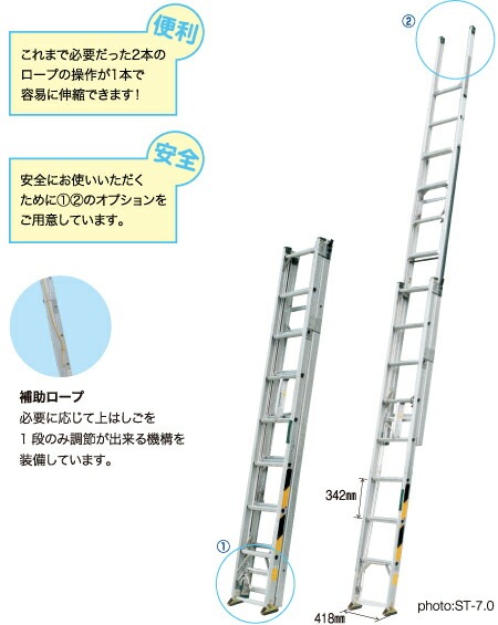 三連伸縮はしご サン3太　ST-8.0 株式会社ナカオ-日曜左官エムケー工芸 公式通販サイト