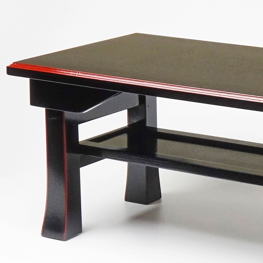 【お供え机】 二月堂机（黒朱）棚付 2尺