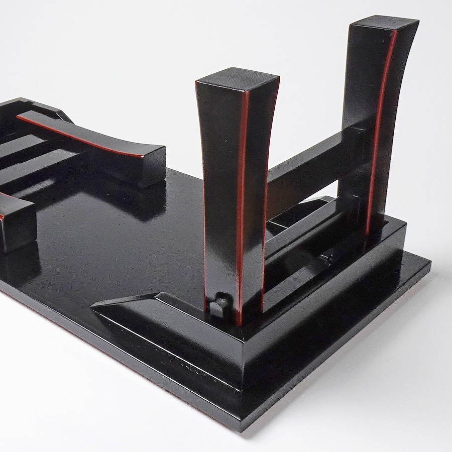 【お供え机】 二月堂机（黒朱）棚付 2尺