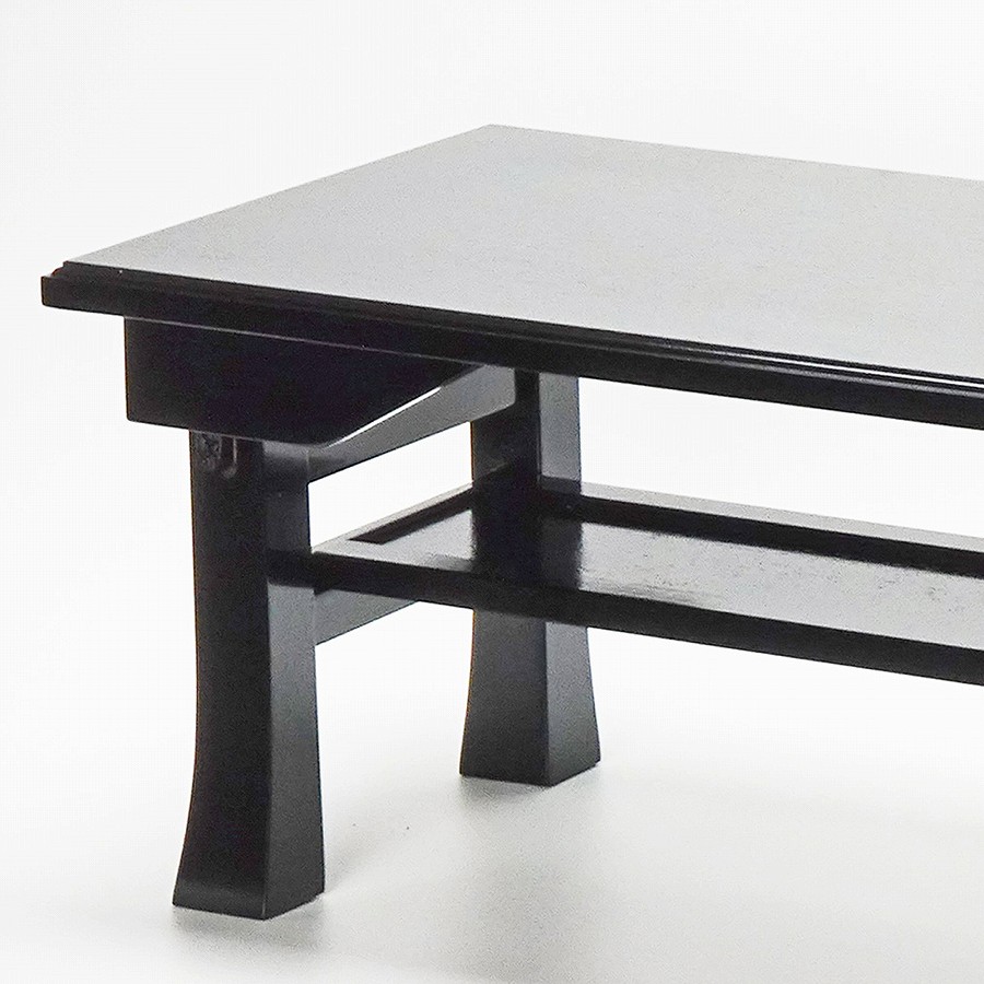 新品　新二月堂机{板バネ式) 楽天市場】新二月堂机 [宝相華入][黒塗面朱][折畳式/板バネ式]幅2.0尺