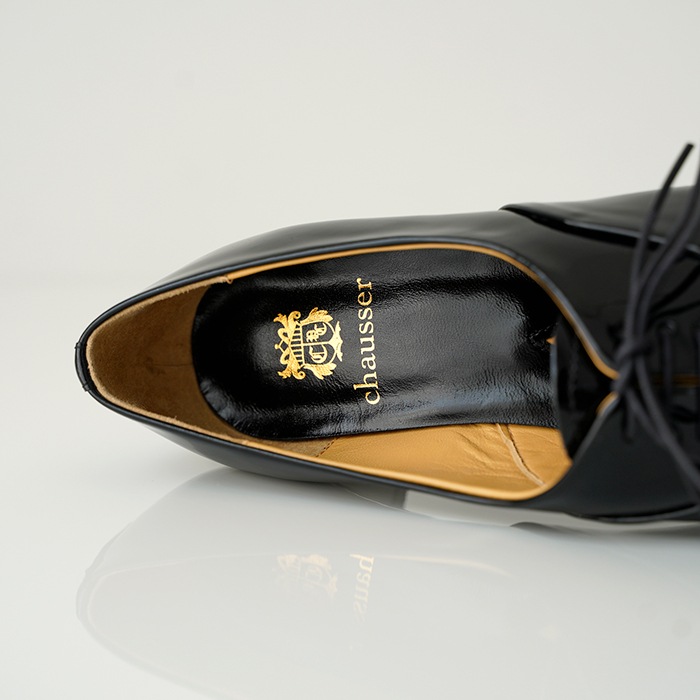 chausser（ショセ） レースアップパンプス C-2185 black enamel 靴通販