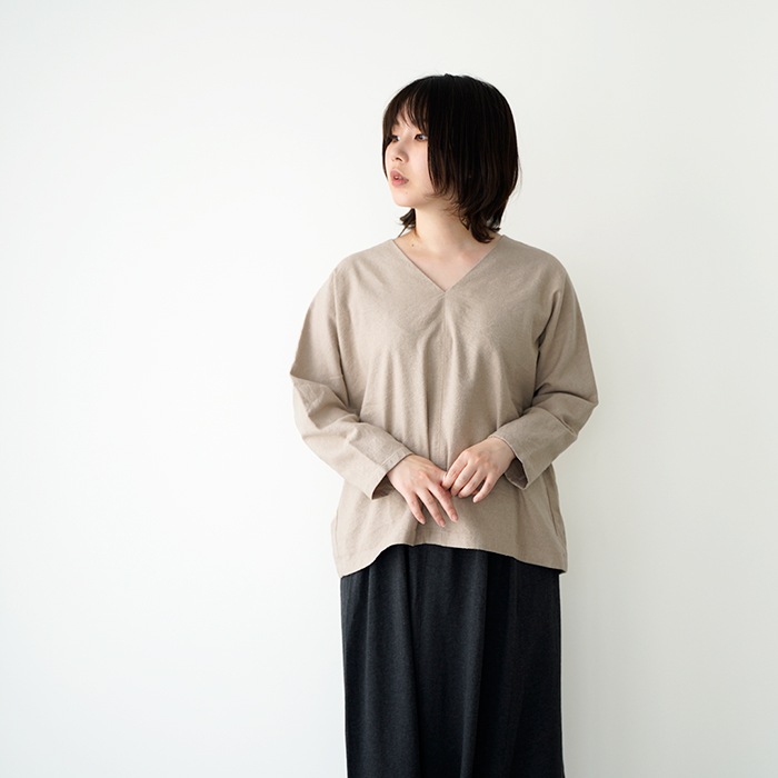 evam eva エヴァムエヴァ silk linen pullover シルクリネンプル