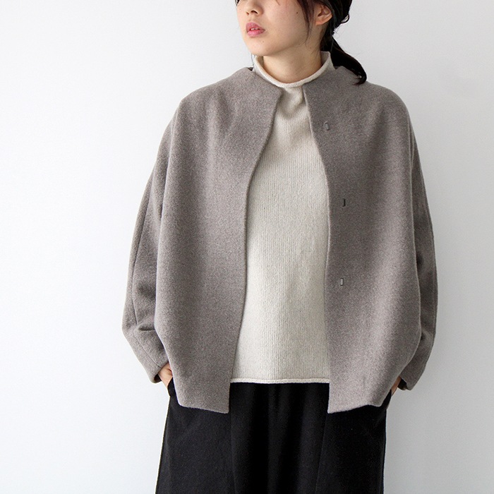 evam eva エヴァムエヴァ press wool short coat プレスウール ショートコート E223K100 レディース  コート-hana shoes & co.