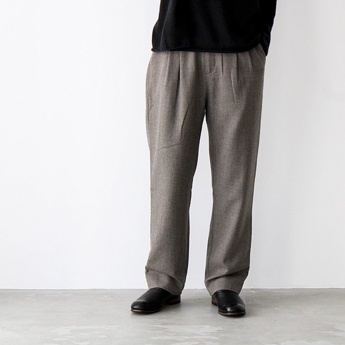 evam eva エヴァムエヴァ wool tuck pants ウールタックパンツ