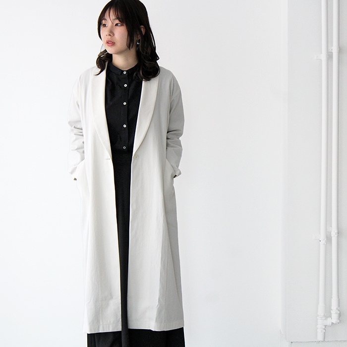 evam eva エヴァムエヴァ shawl collar coat ショールカラー コート E231T022 レディース スプリングコート-hana  shoes & co.