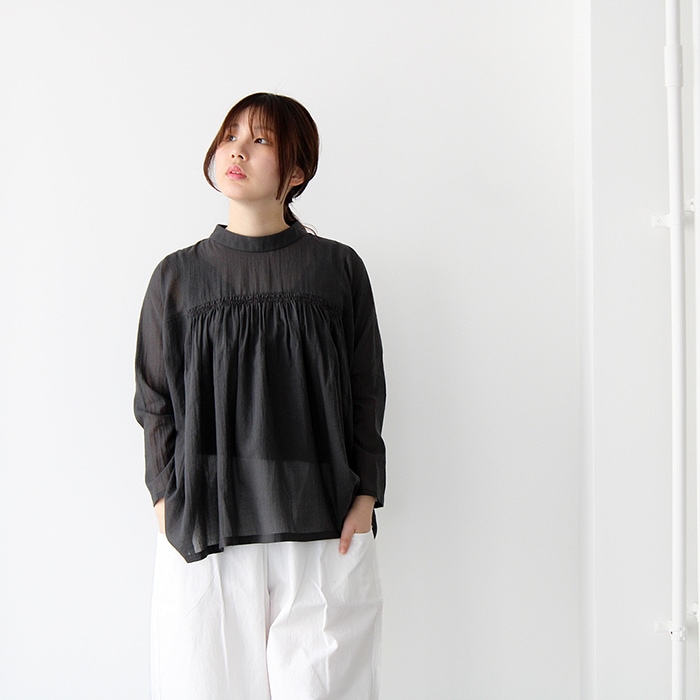 ＜H＞COTTON SHIRRING PULLOVER TOP/トップス