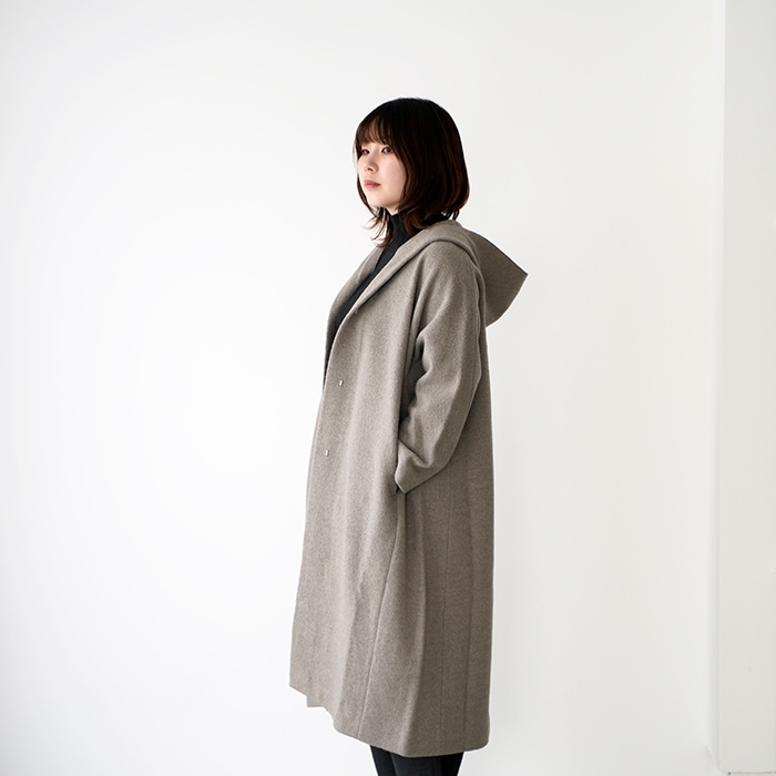 evam eva エヴァムエヴァ プレスウール フーデッド コート press wool hooded coat E233K095  レディース-hana shoes & co.