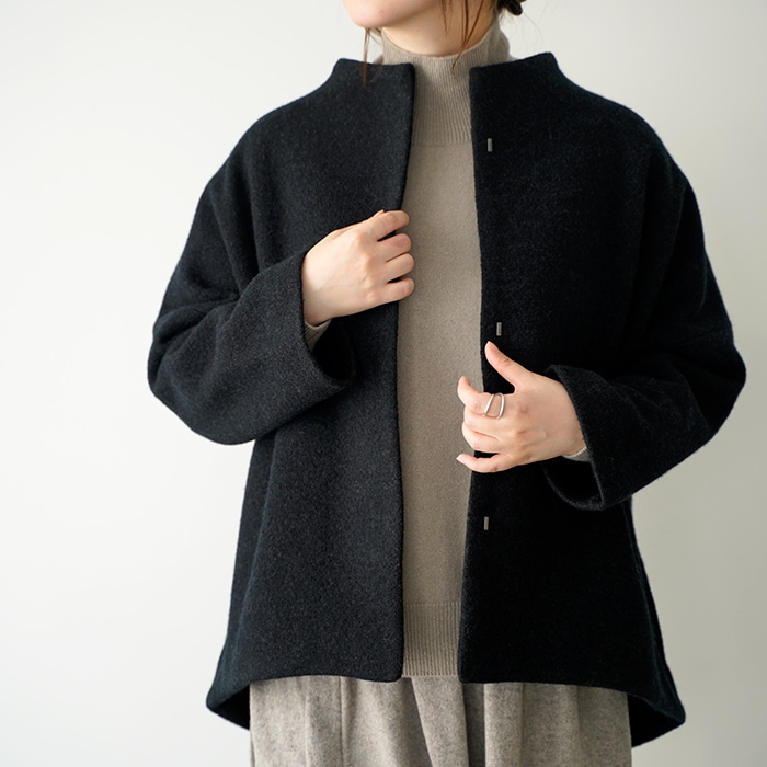 evam eva エヴァムエヴァ プレスウール ショート コート press wool short coat E243K092 レディース