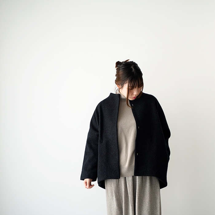 evam eva エヴァムエヴァ プレスウール ショート コート press wool short coat E243K092 レディース