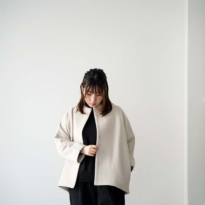 evam eva エヴァムエヴァ プレスウール ショート コート press wool short coat E243K092 レディース