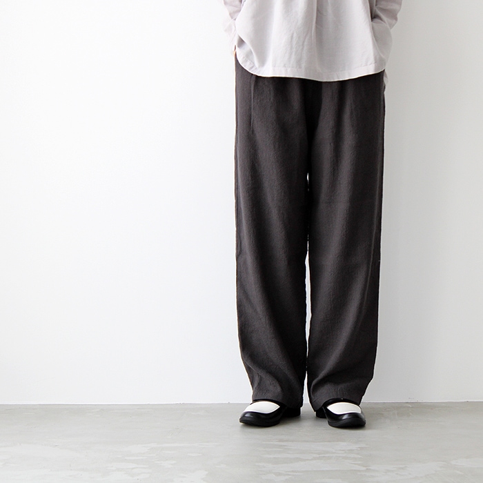 evam eva エヴァムエヴァ wide pants ワイドパンツ E223T087 stone