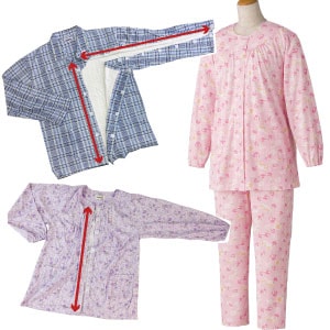 日本製 介護用寝巻き ラウンジウェアー 7分袖 介護ねまき 介護用